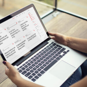 Photo of an open laptop with Google fonts website on the screen