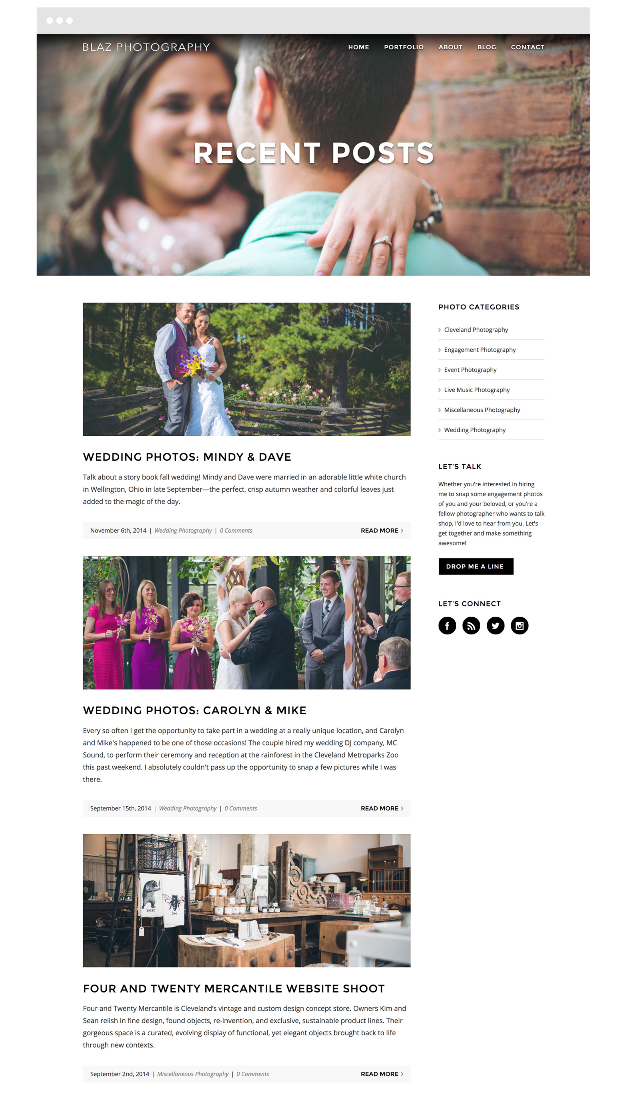 Mockup of the new Blaz Photography WordPress Website