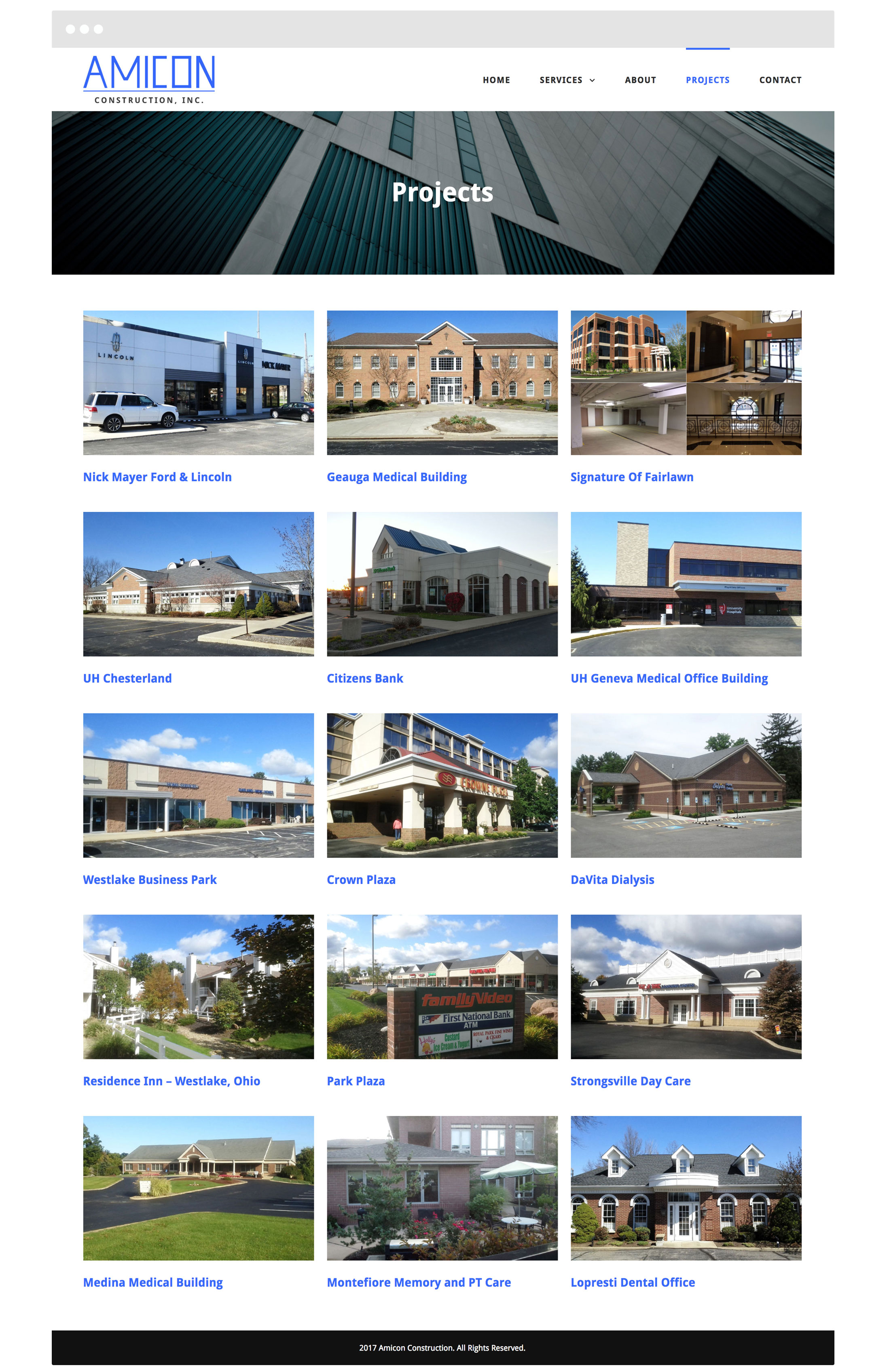 Amicon Construction Cleveland Web Design