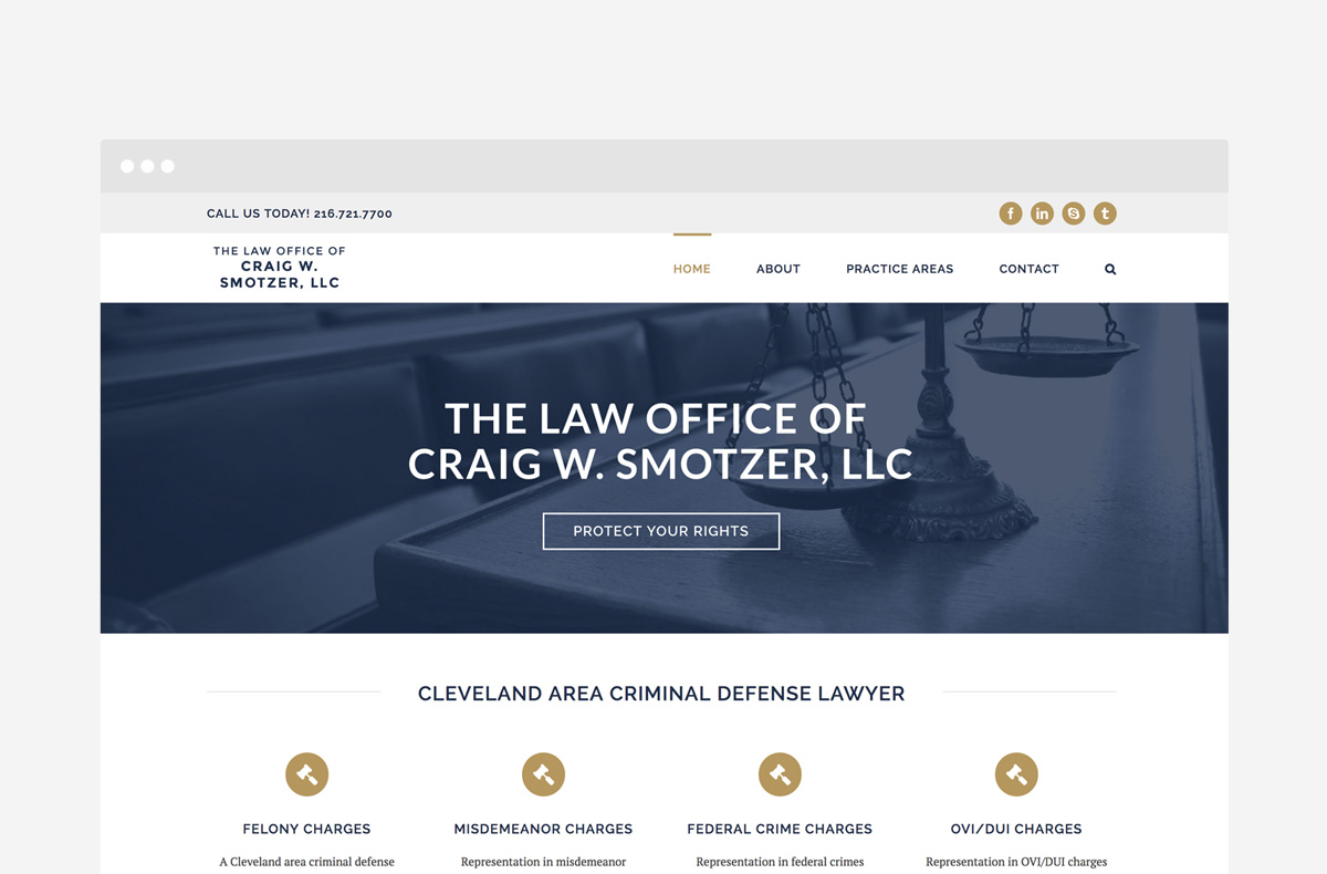 Mockup of the new Smotzer Law WordPress website homepage