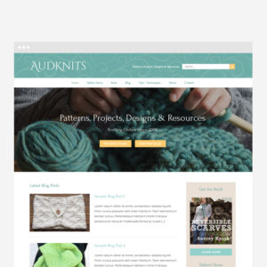 Mockup of the new AudKnits WordPress website