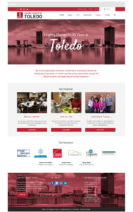 Mockup of the new Junior League of Toledo WordPress website full homepage