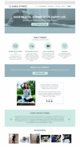 Mockup of the homepage of Maria Fitnezz's new WordPress website
